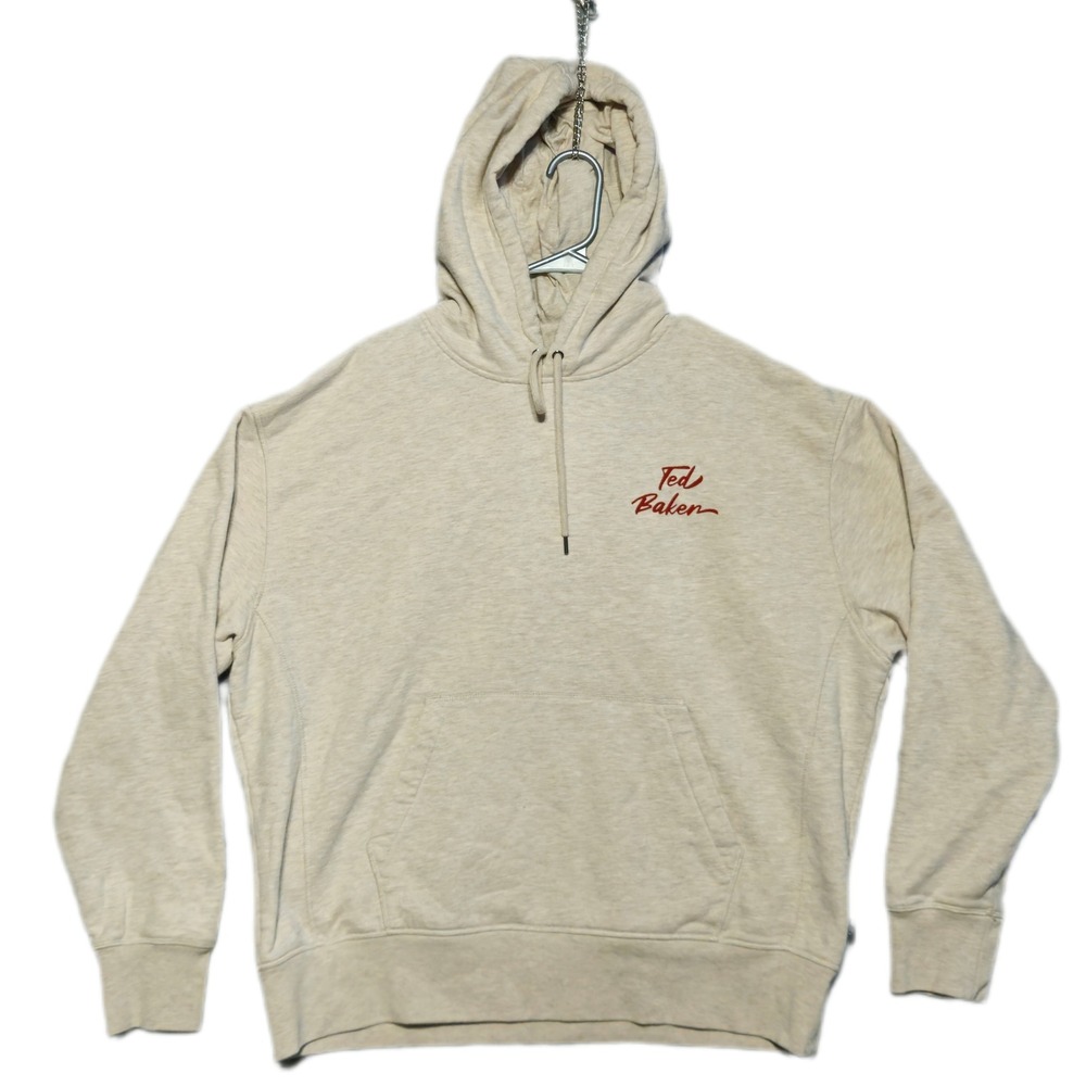 Ted Baker Tavern Hoodie Mens 5 XL Oatmeal Heather Script Logo Sweatshirt 254837